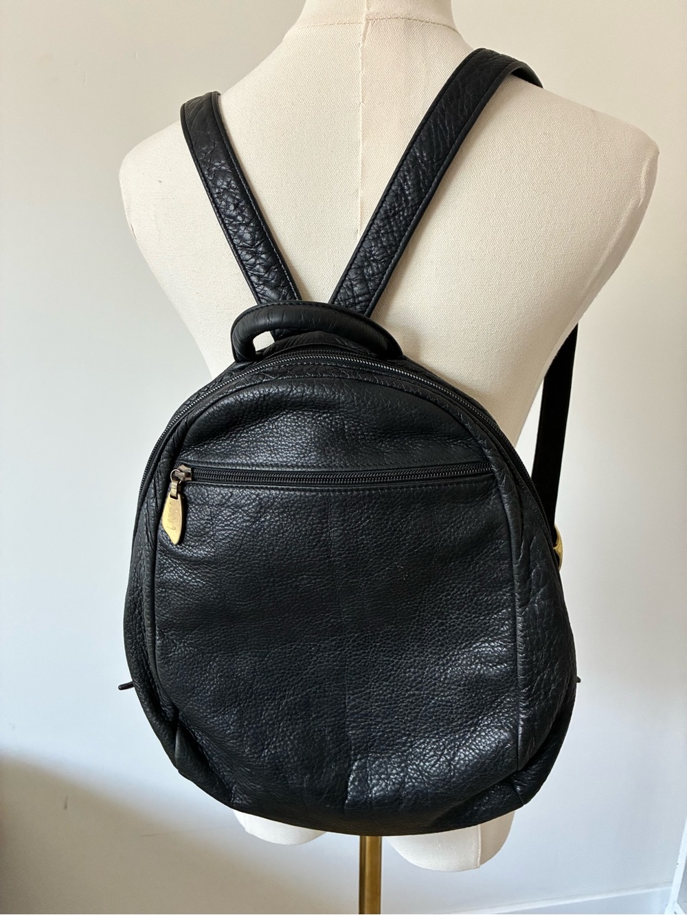 Vintage Libaire Everyday Black Pebble Leather Backpack